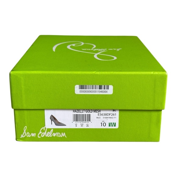 Sam Edelman Hazel Wide Pumps 10W Gold Mesh Glitter Pointed Toe Stiletto Heel NIB - Picture 7 of 8